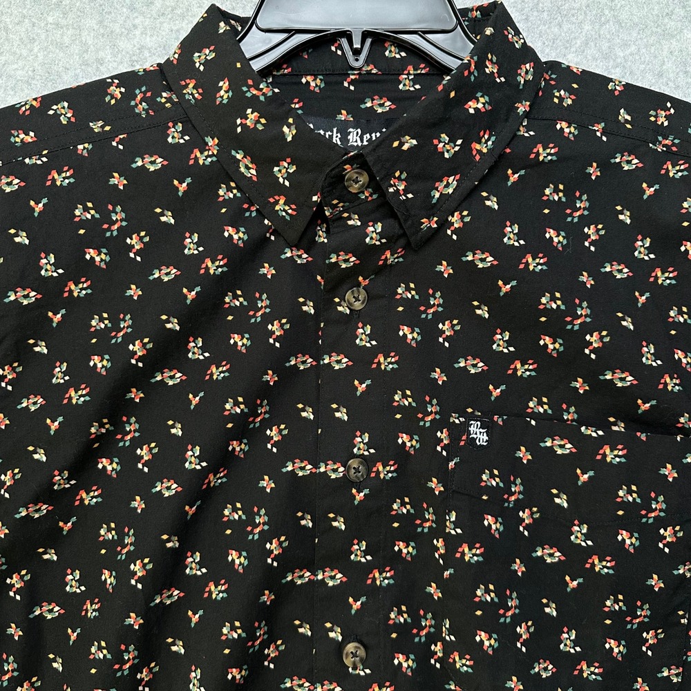 Rock Revival Mens Black Geometric Diamond Print Wool Blend Button Up Shirt M